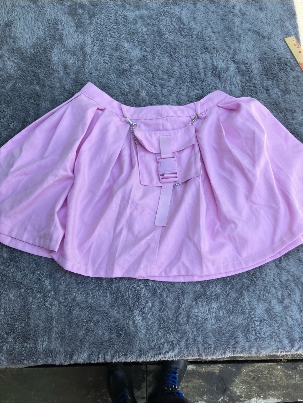 Hot Topic Pastel Pink Cargo Chain Pleated Mini Skater Skirt Size M